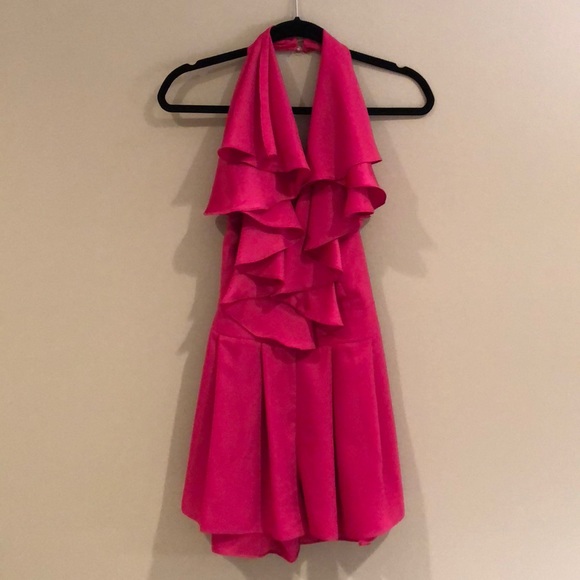 Ark & Co // Hot Pink Ruffled Romper - Picture 3 of 8